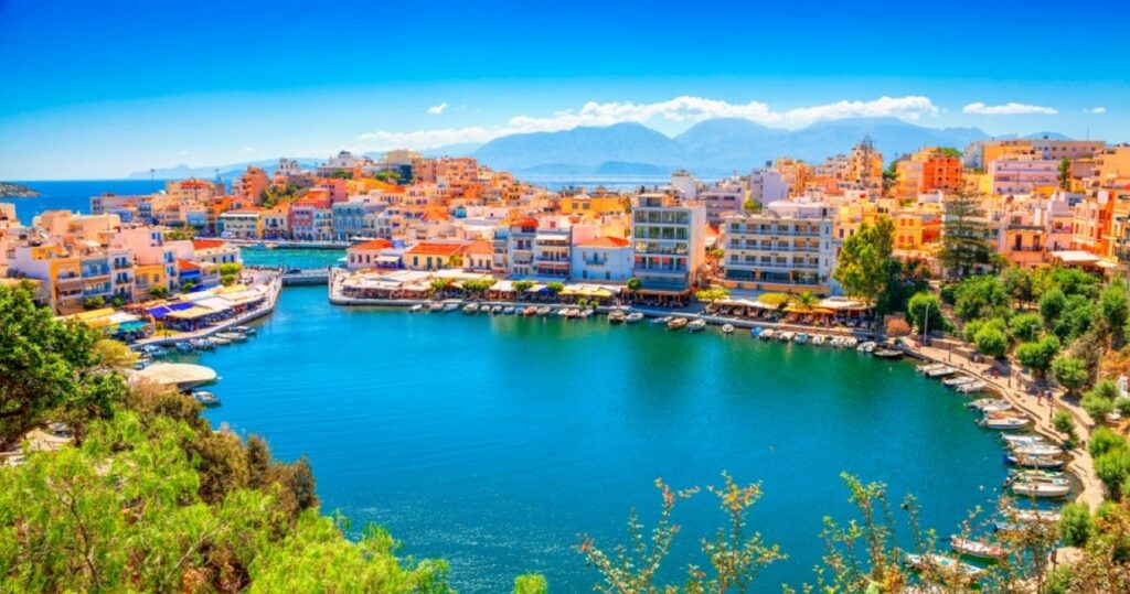 Aerial view of Agios Nikolaos, Crete, Greece