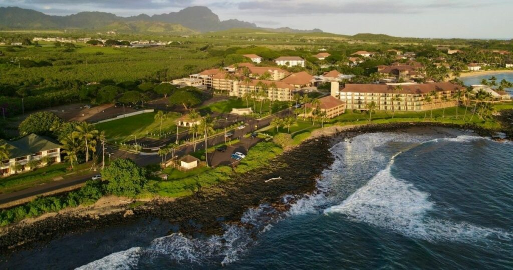 Pacific Ocean shoreline at Poipu on Kauai, Hawaii