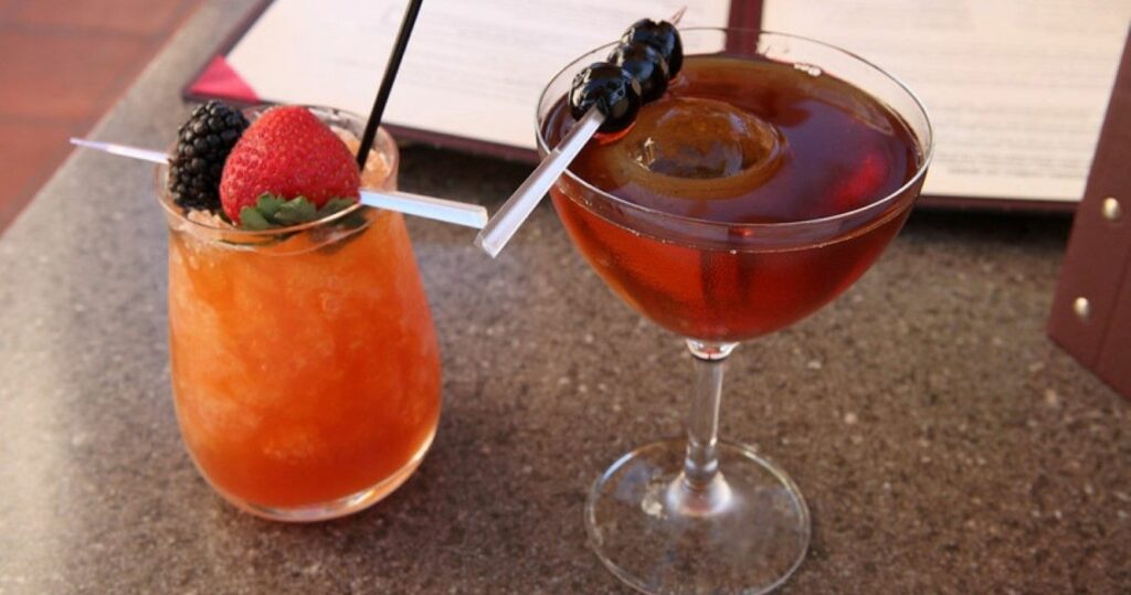 Disney alcoholic drinks at a restaurant