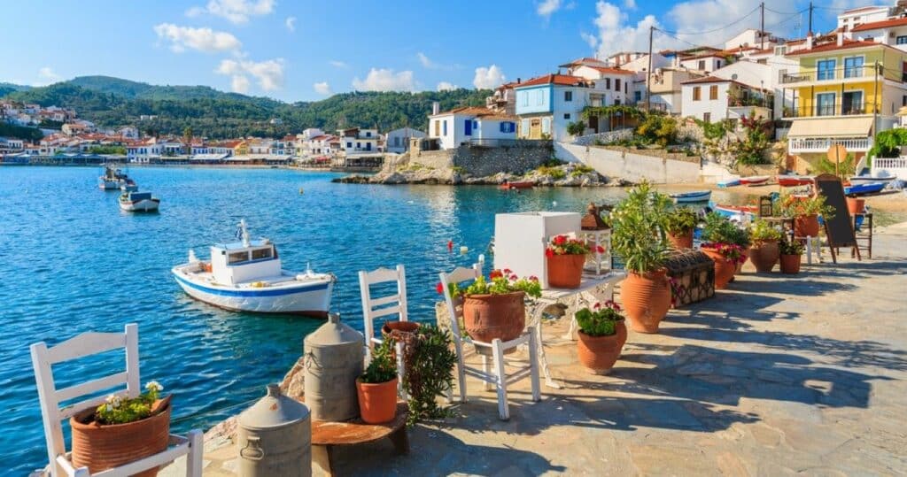 Fishing boats in Kokkari bay, Samos island, Greece