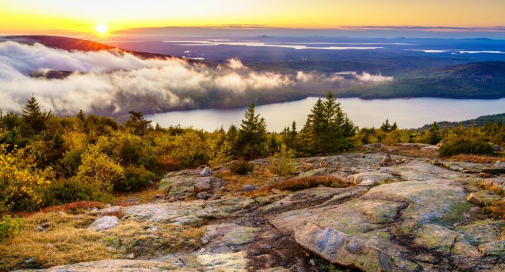 Scenic sunset in Acadia National Park