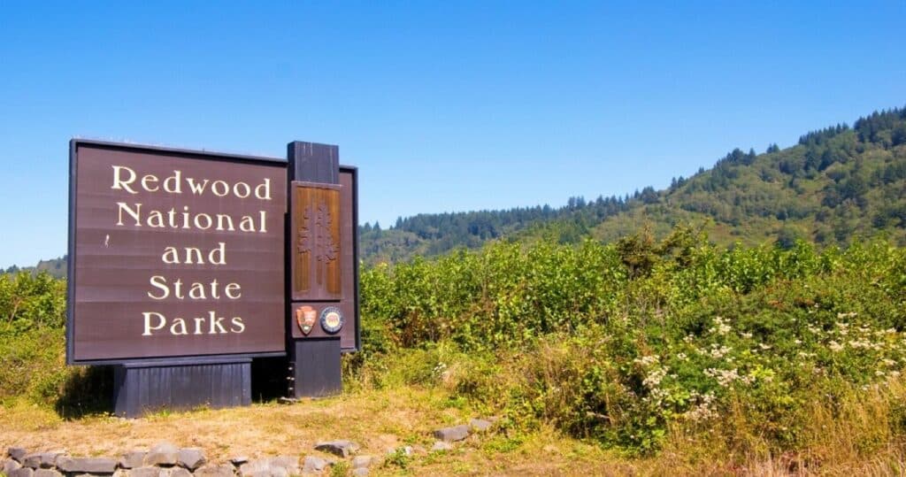 Redwood National and State Parks sign in California