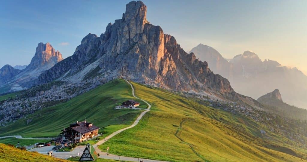 a view of the dolomites from passo giau, italy