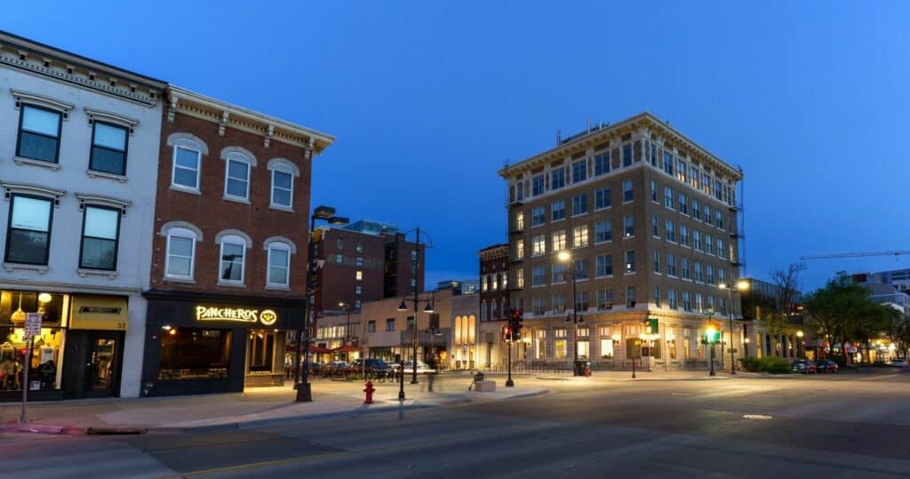 A street in Downtown Iowa City