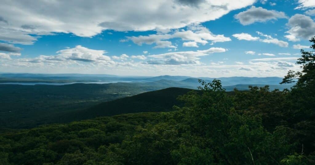 The Catskill Mountains in Woodstock, Upstate New York, covered in green forest