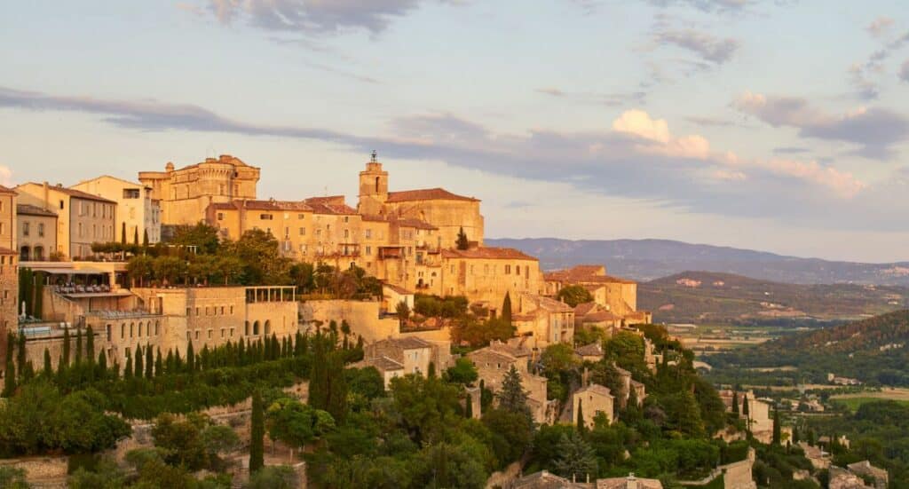 Luberon Valley and Gordes at the sunset