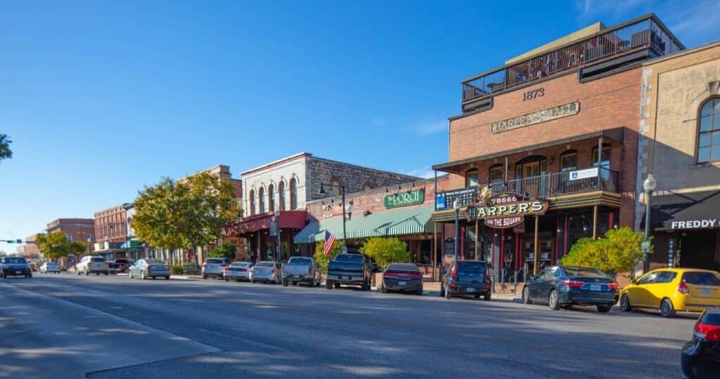 Old shops in San Marcos, Texas