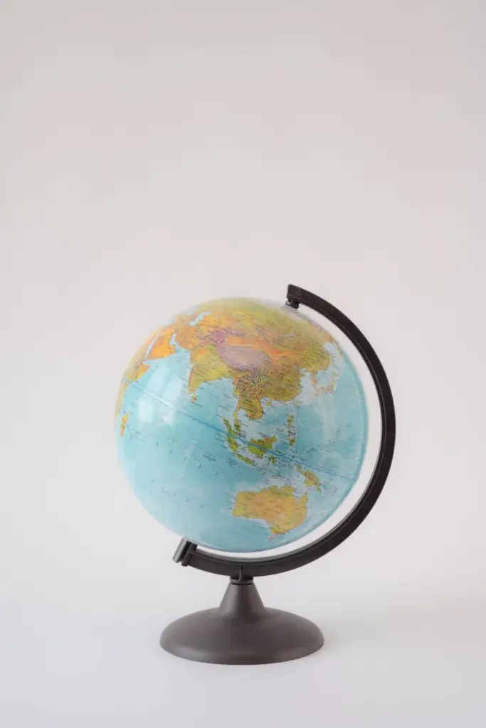 A detailed world globe perfect for geography learning and educational purposes.