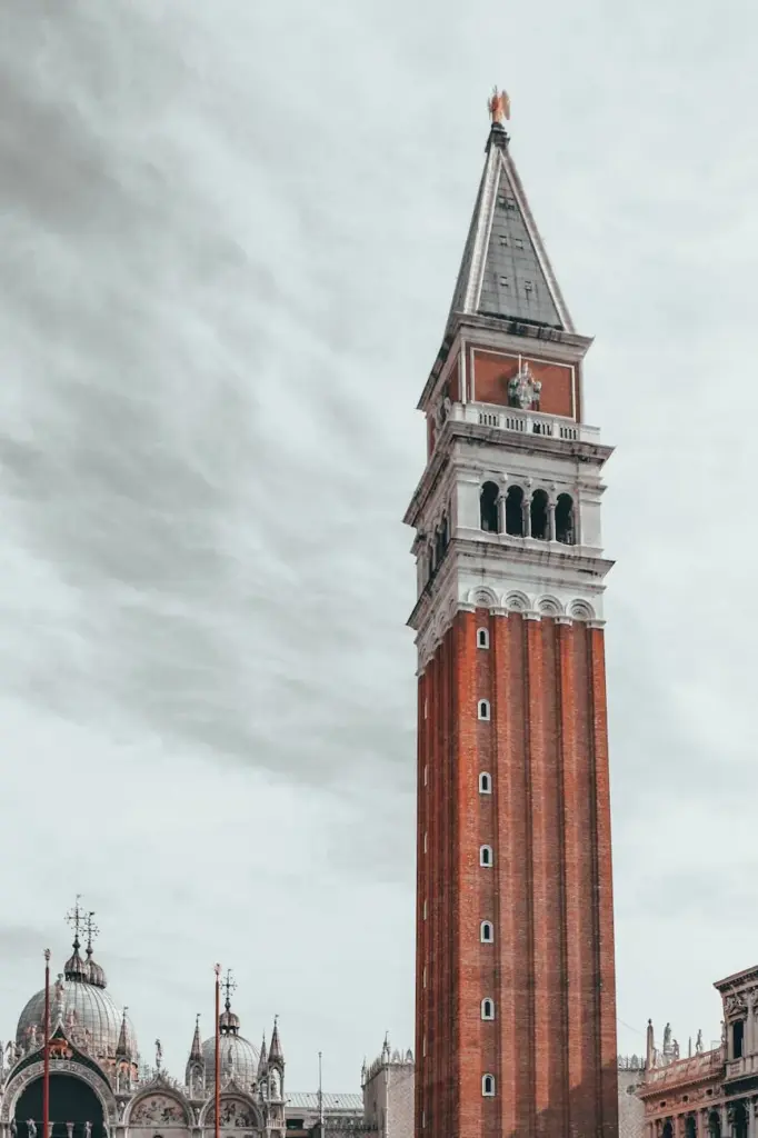 Elegant view of St. Mark's Campanile and Basilica in Venice.
