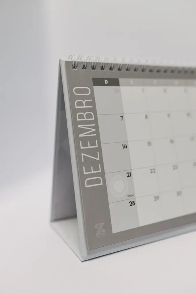 Minimalist desk calendar showing December. Ideal for organization concepts.
