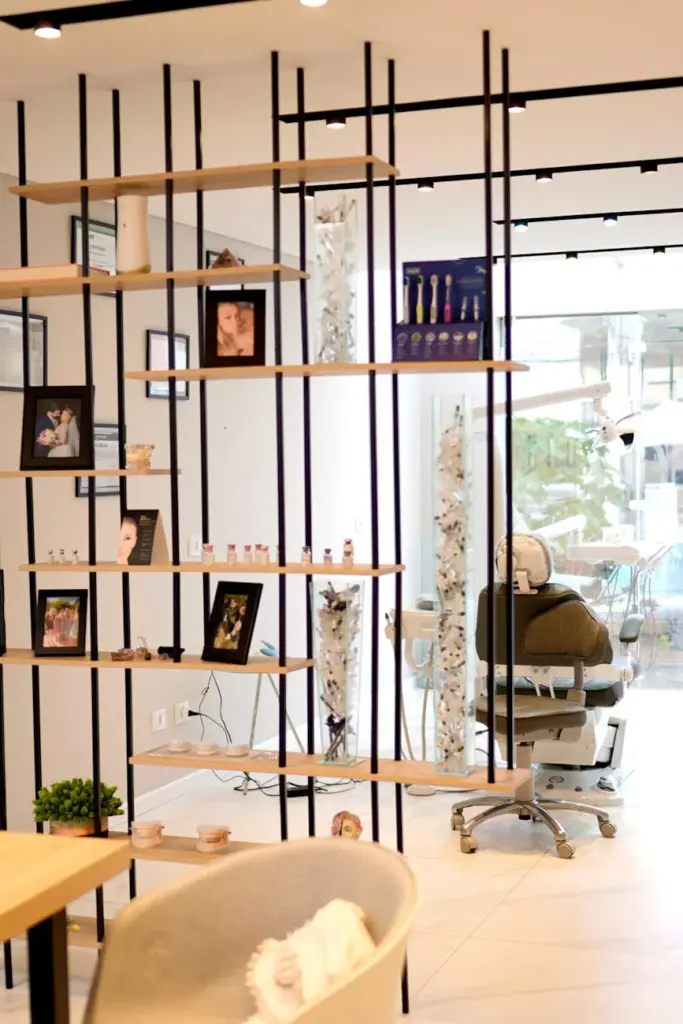 Stylish dental office showcasing modern design with decor and equipment.