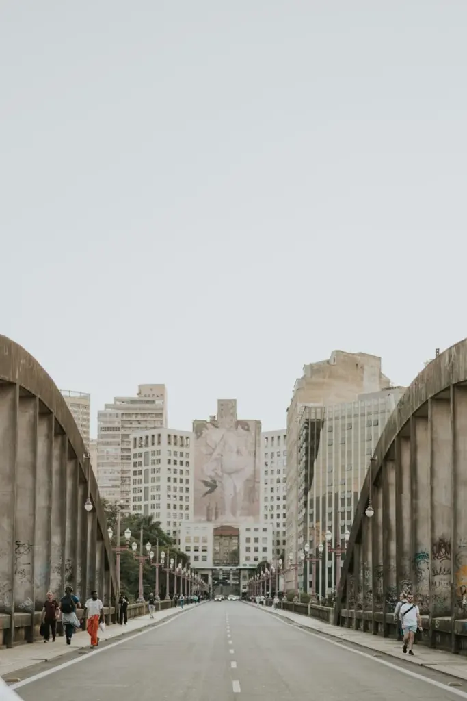 A scenic urban bridge in Belo Horizonte, showcasing modern architecture and city life.