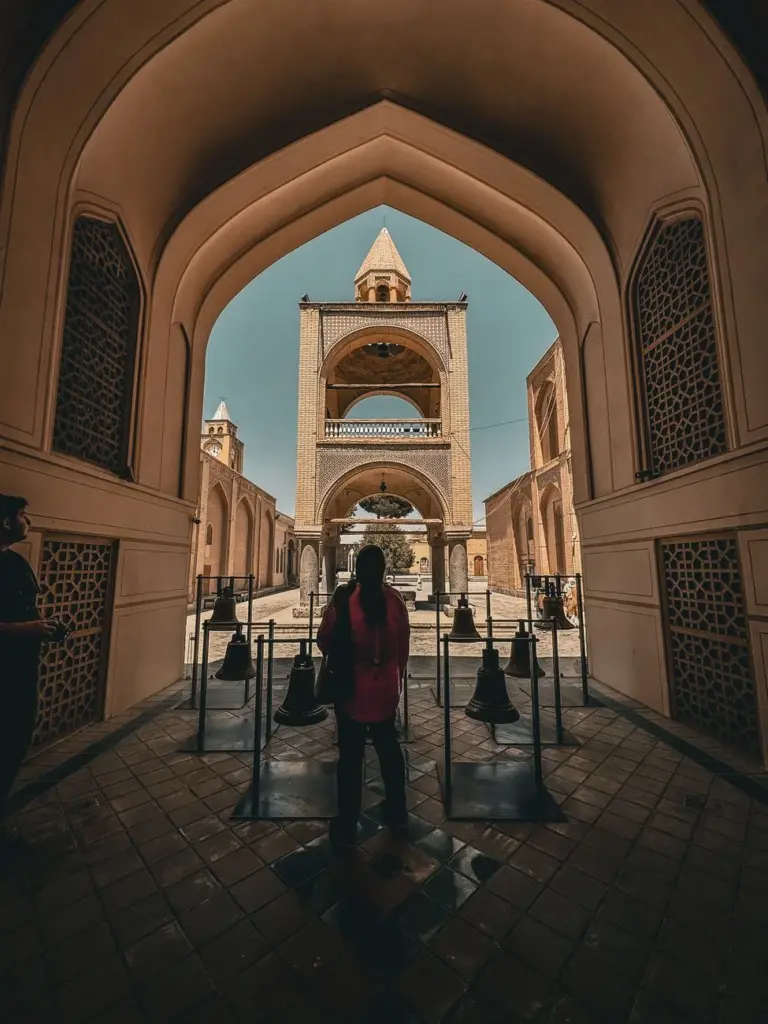 Intricate view of Vank Cathedral's impressive architecture in Isfahan, Iran.